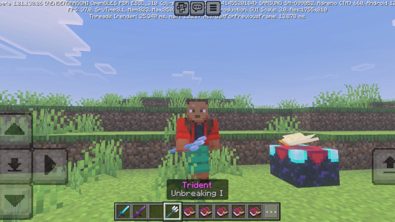 Trident from Library Enchants Mod for Minecraft PE