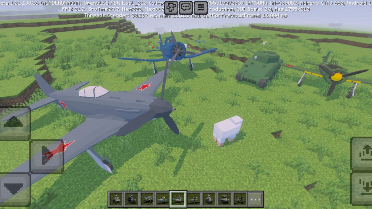 Vehicles from War Thunder Mod for Minecraft PE