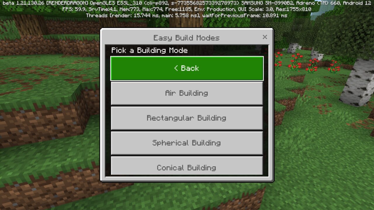 Building from Effortless Building Mod for Minecraft PE
