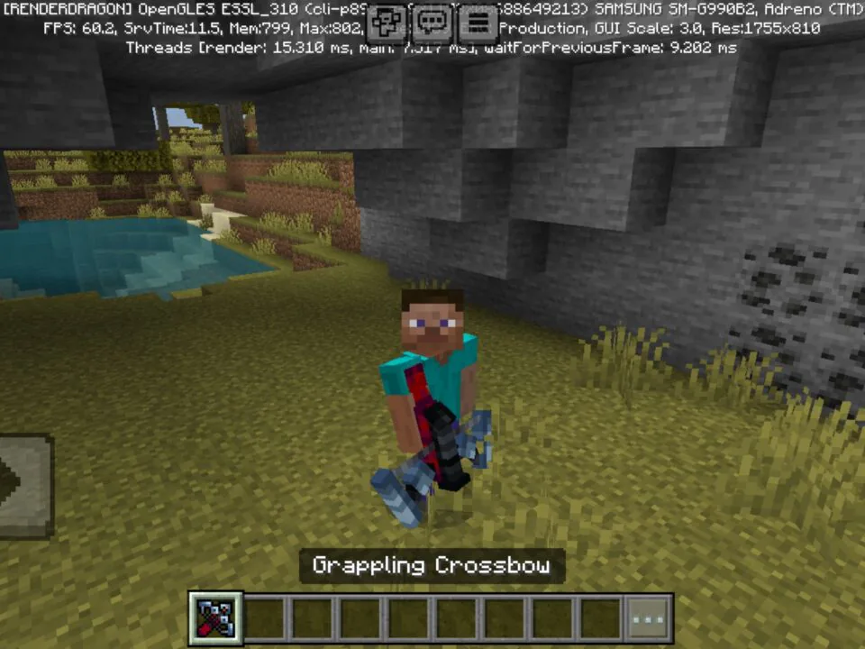 Grappling Crossbow Mod for Minecraft PE