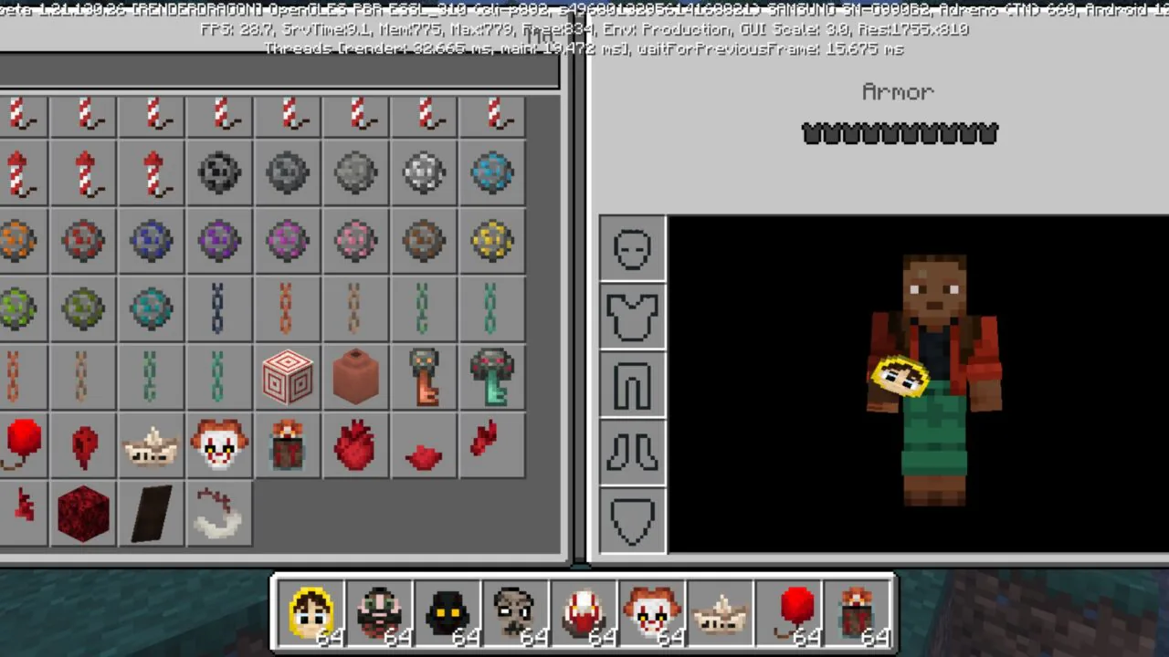 Inventory from It Mod for Minecraft PE