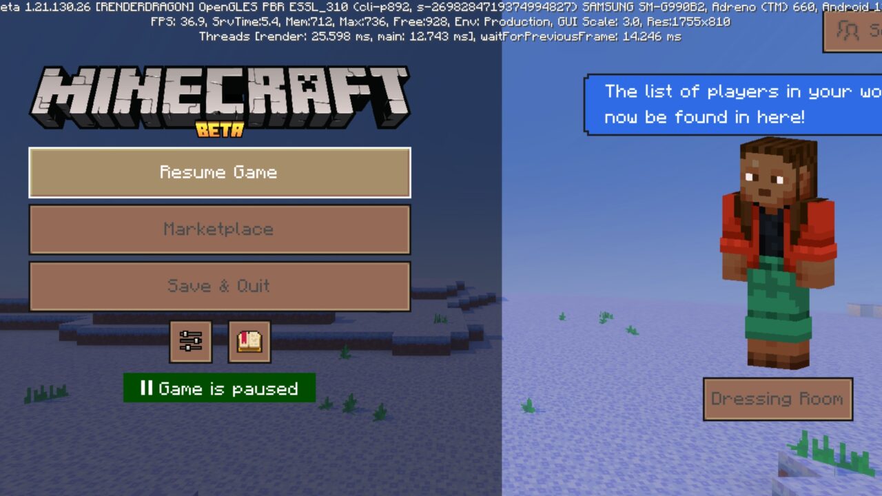 Pause from Starlight Fairytale Texture Pack for Minecraft PE