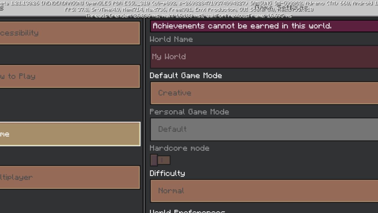 Settings from Starlight Fairytale Texture Pack for Minecraft PE