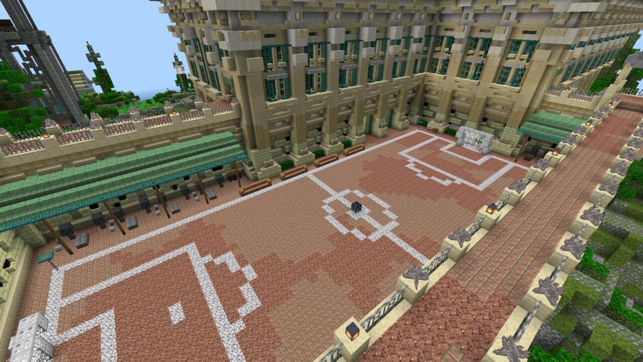 Yard from Alcatraz Prison Map for Minecraft PE