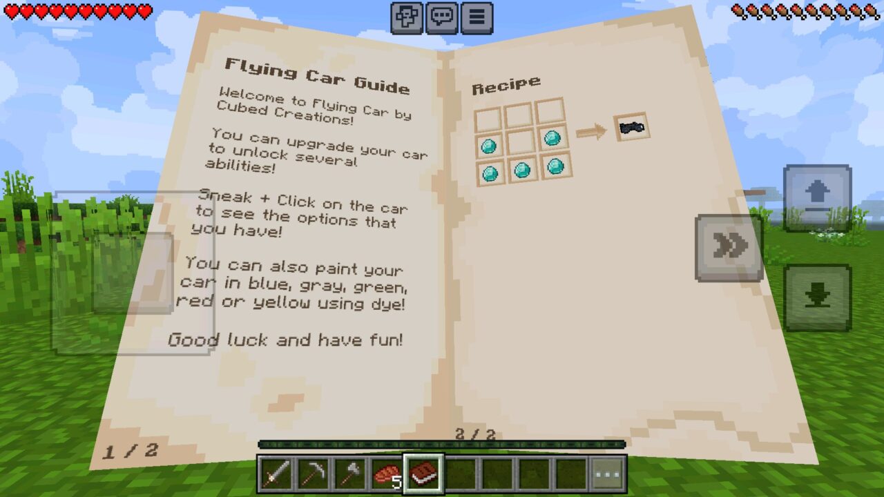 Guide from Flying Cars Mod for Minecraft PE
