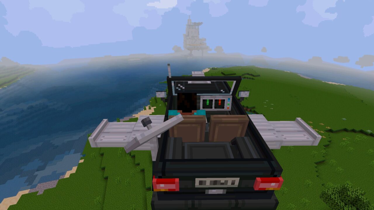In the air from Flying Cars Mod for Minecraft PE