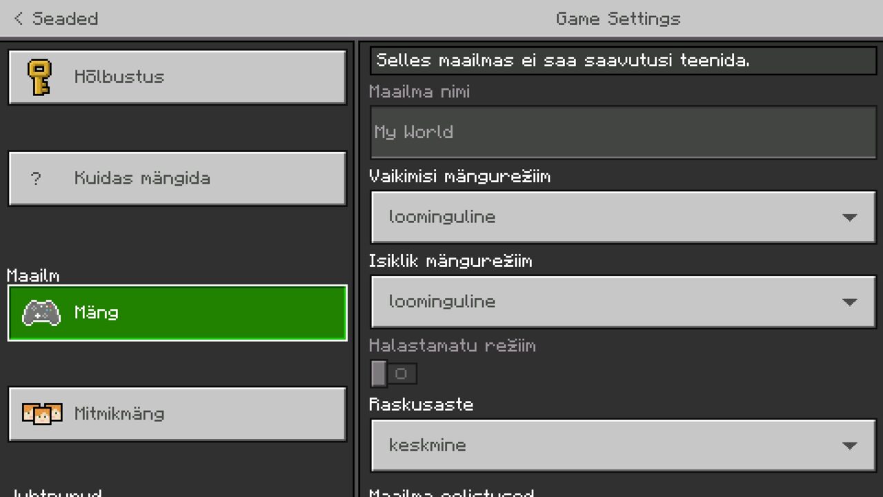 Menu from Estonian Language Texture Pack for Minecraft PE