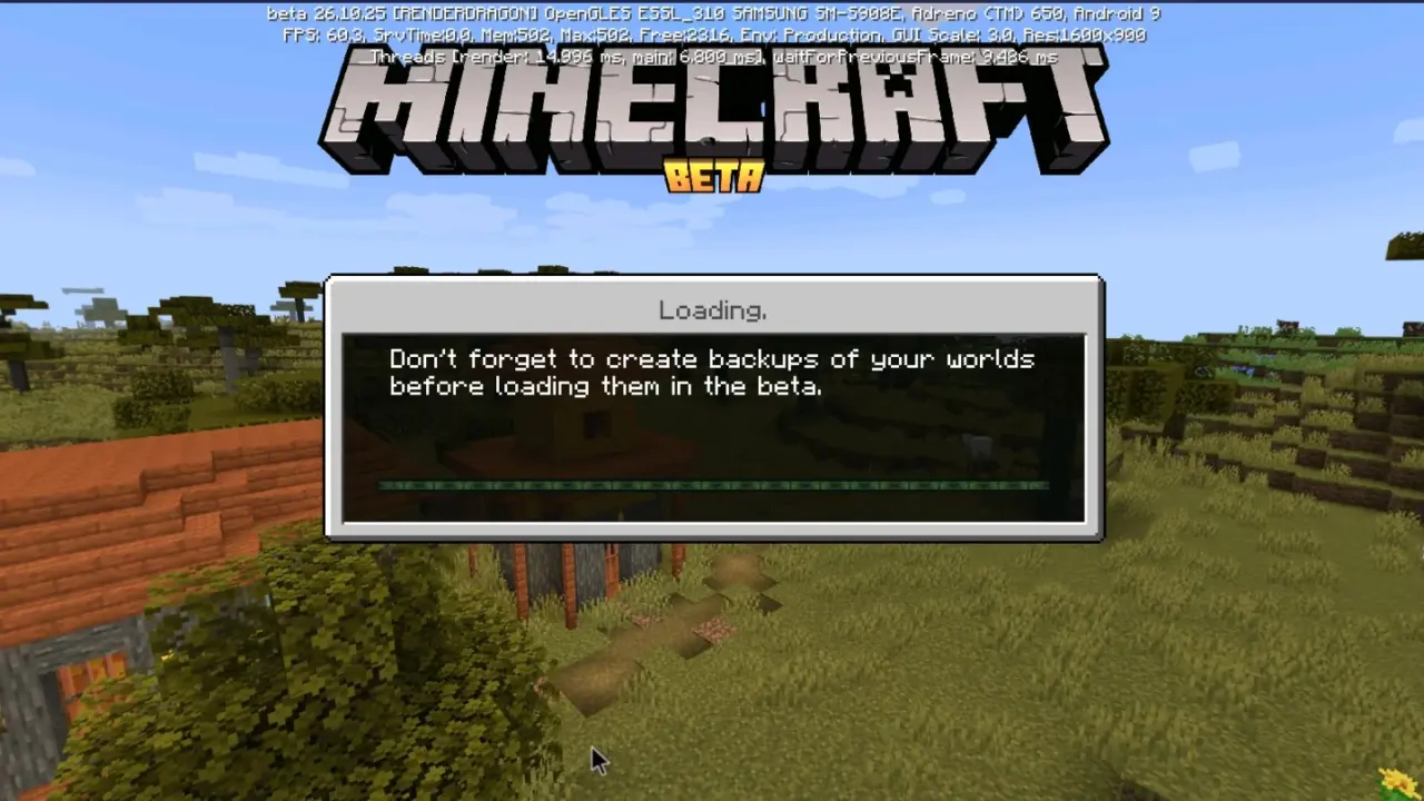 Minecraft 26.10.25 loading process