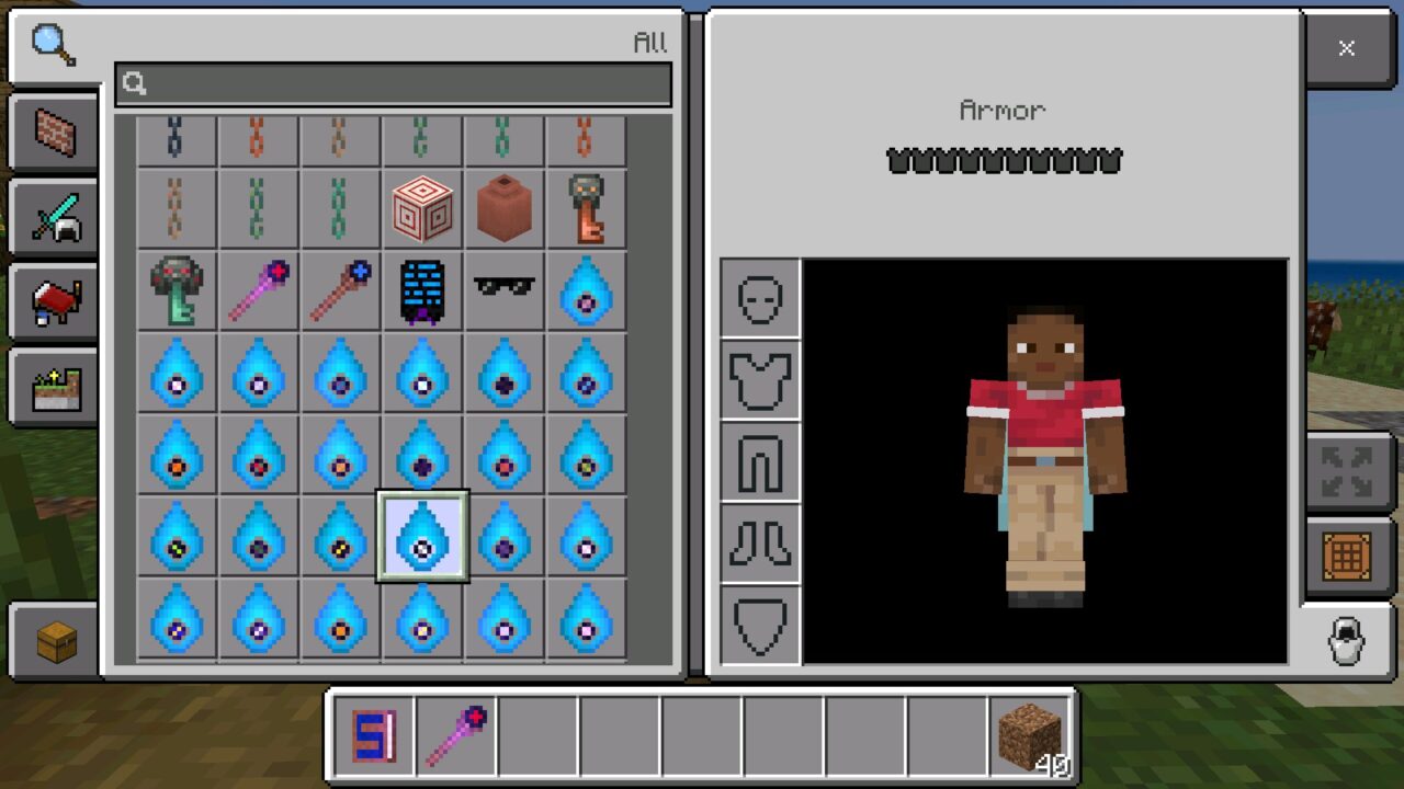 Inventory from Summoners Saga Mod for Minecraft PE