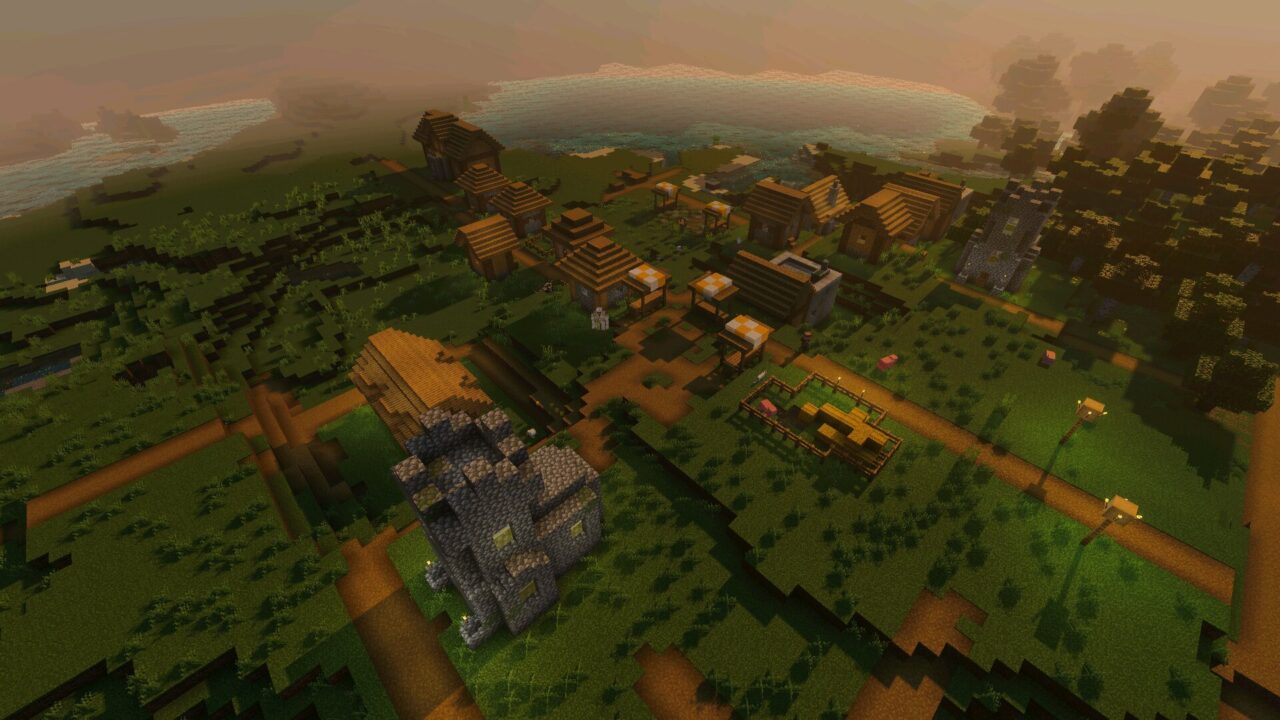 Village from Zephyr BSL Shader for Minecraft PE