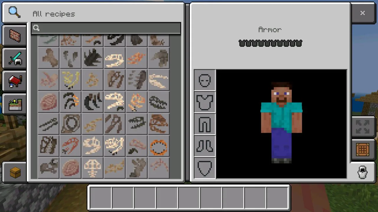Inventory from Mesozoic Biology Mod for Minecraft PE