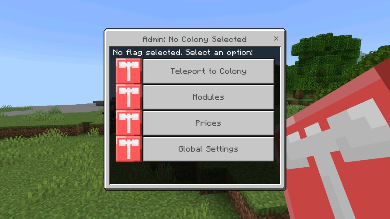 Menu from Jerrys Colonies mod for Minecraft PE