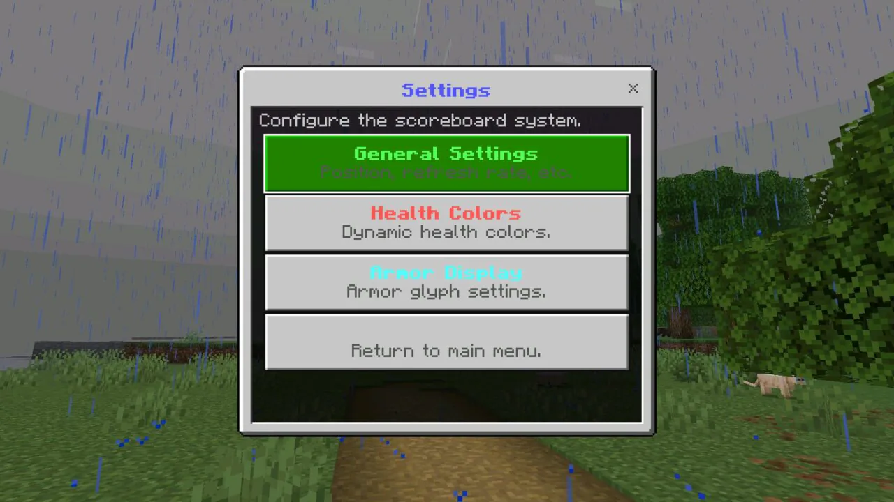 Settings from Scoreboard Mod for Minecraft PE
