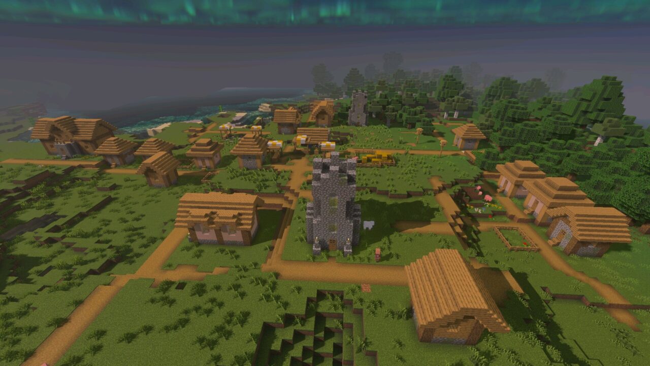 Village from Unbound Visuals Shader for Minecraft PE