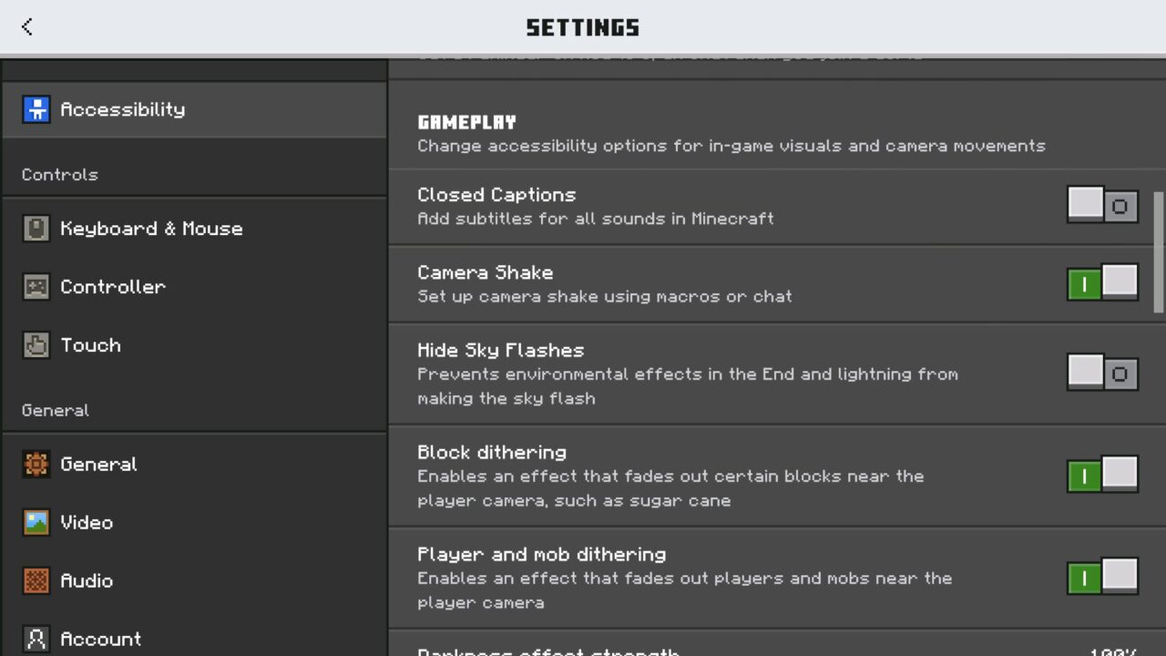 Settings from Minecraft 26.31