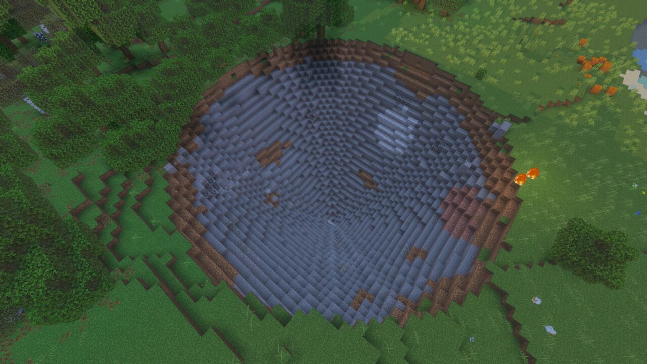 Crater from Orbital Railgun mod for Minecraft PE