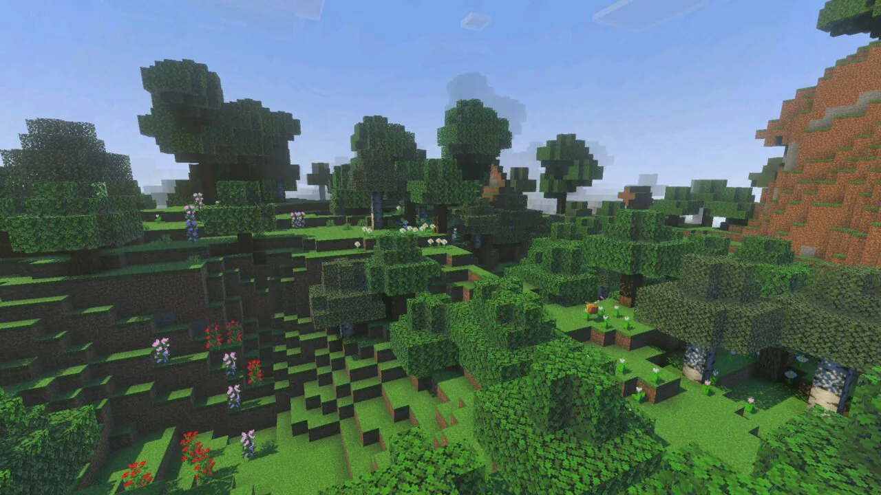 Forest from Better Vibrant Visuals Shader for Minecraft PE