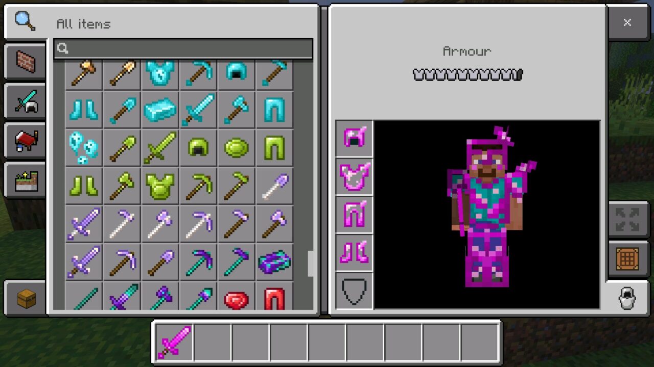 Inventory from More Tools Mod for Minecraft PE
