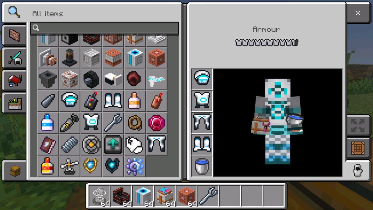 Inventory Physics Glue Create mod for Minecraft PE