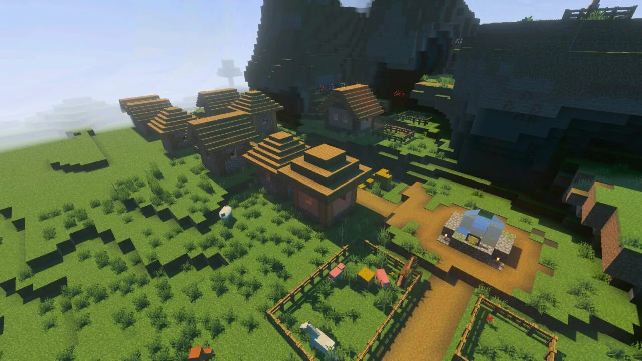 Village from Better Vibrant Visuals Shader for Minecraft PE