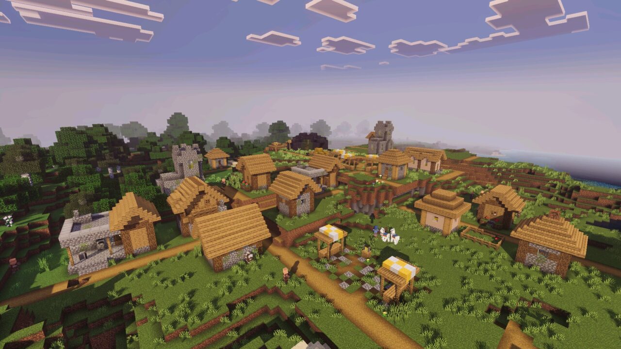 Village from Newb Lumina Shader for Minecraft PE