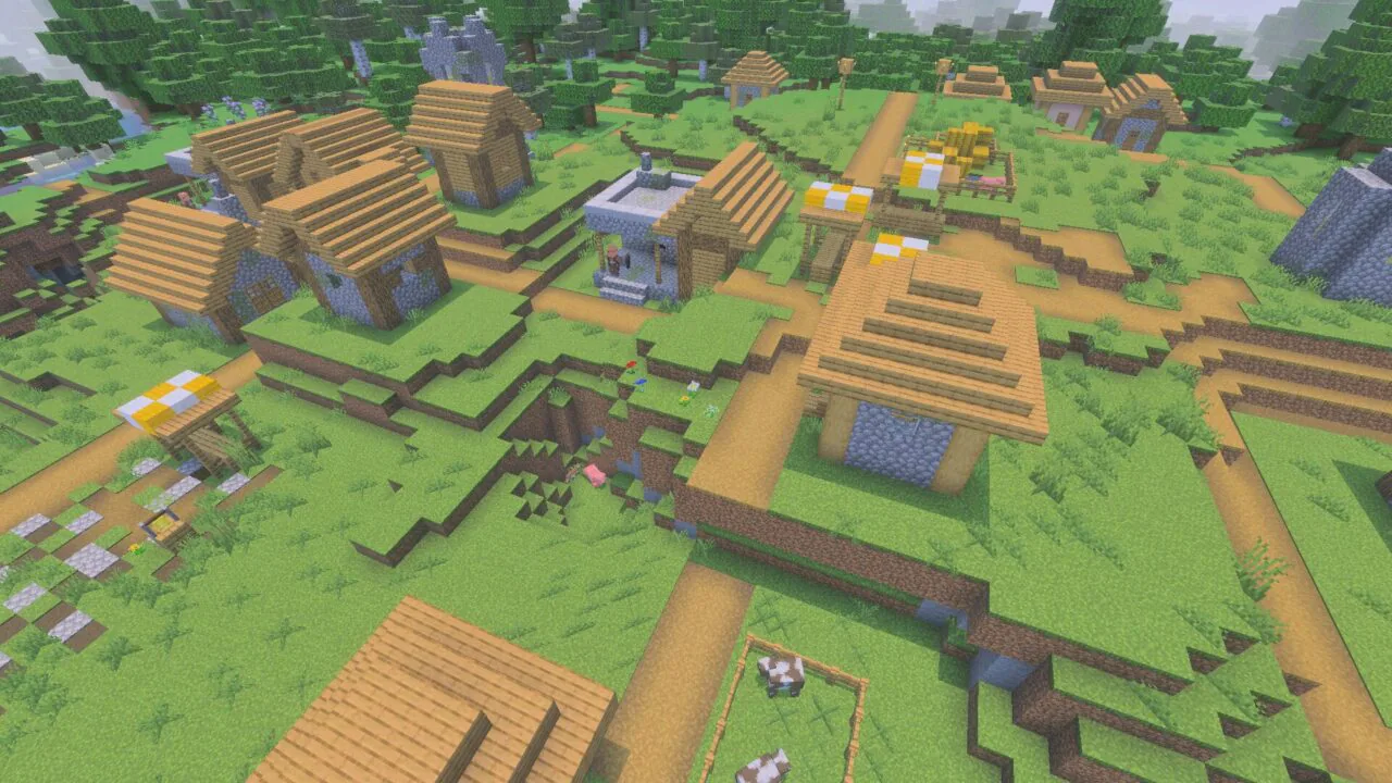 Village from Newb X Blissful HDR Shader for Minecraft PE