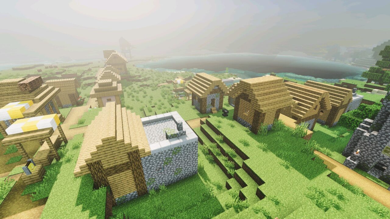Village from Revolution Vibrant Visuals Shader for Minecraft PE
