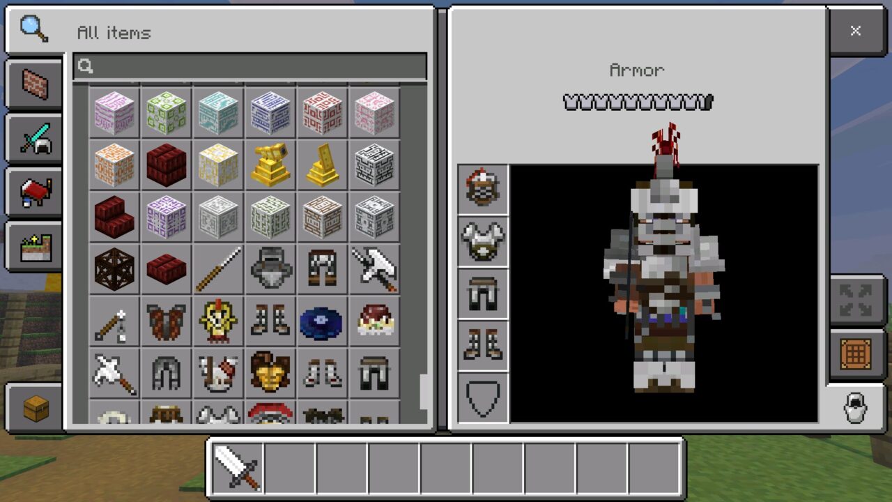 Inventory from Sieged mod for Minecraft PE