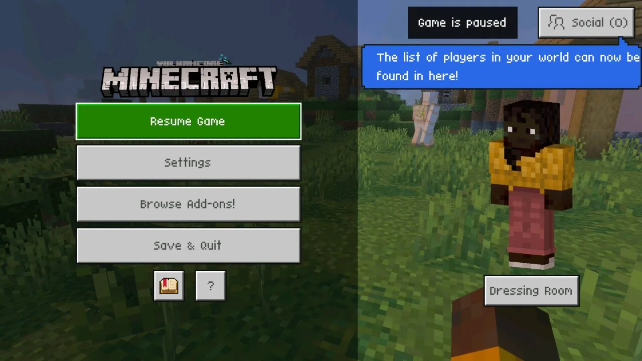 Menu from Vulkan Core texture pack for Minecraft PE