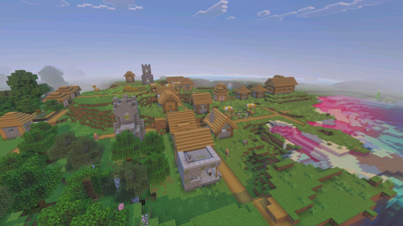 Village from Continuum Shader for Minecraft PE