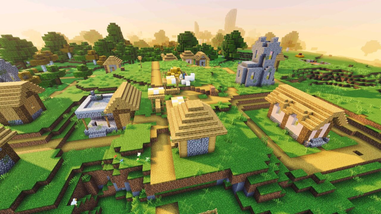 Village from PureTone Visuals Shader for Minecraft Bedrock