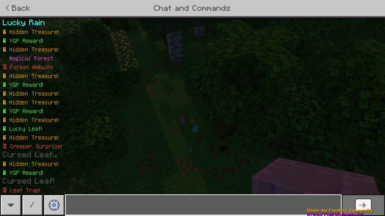 Chat from Leaves Give OP Items Mod for Minecraft Bedrock