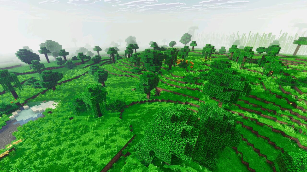 Forest from Glacier Visuals Shader for Minecraft Bedrock