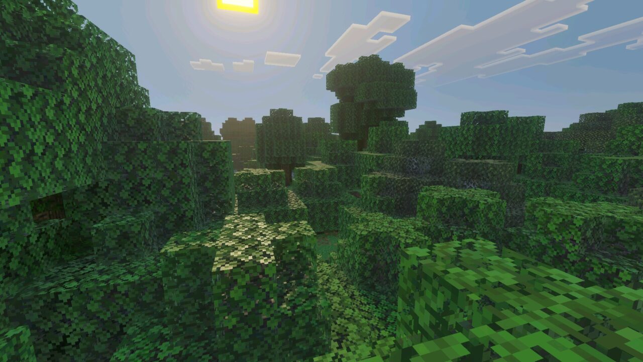 Forest from Gurjar X Shader for Minecraft Bedrock