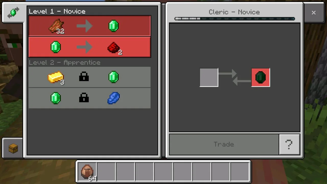 Goods from Higher Discount From Cured Villagers Mod for Minecraft Bedrock