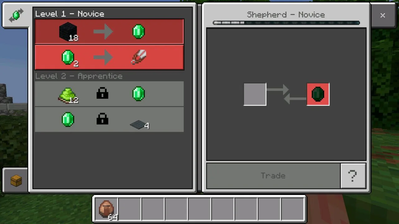 Trade from Higher Discount From Cured Villagers Mod for Minecraft Bedrock