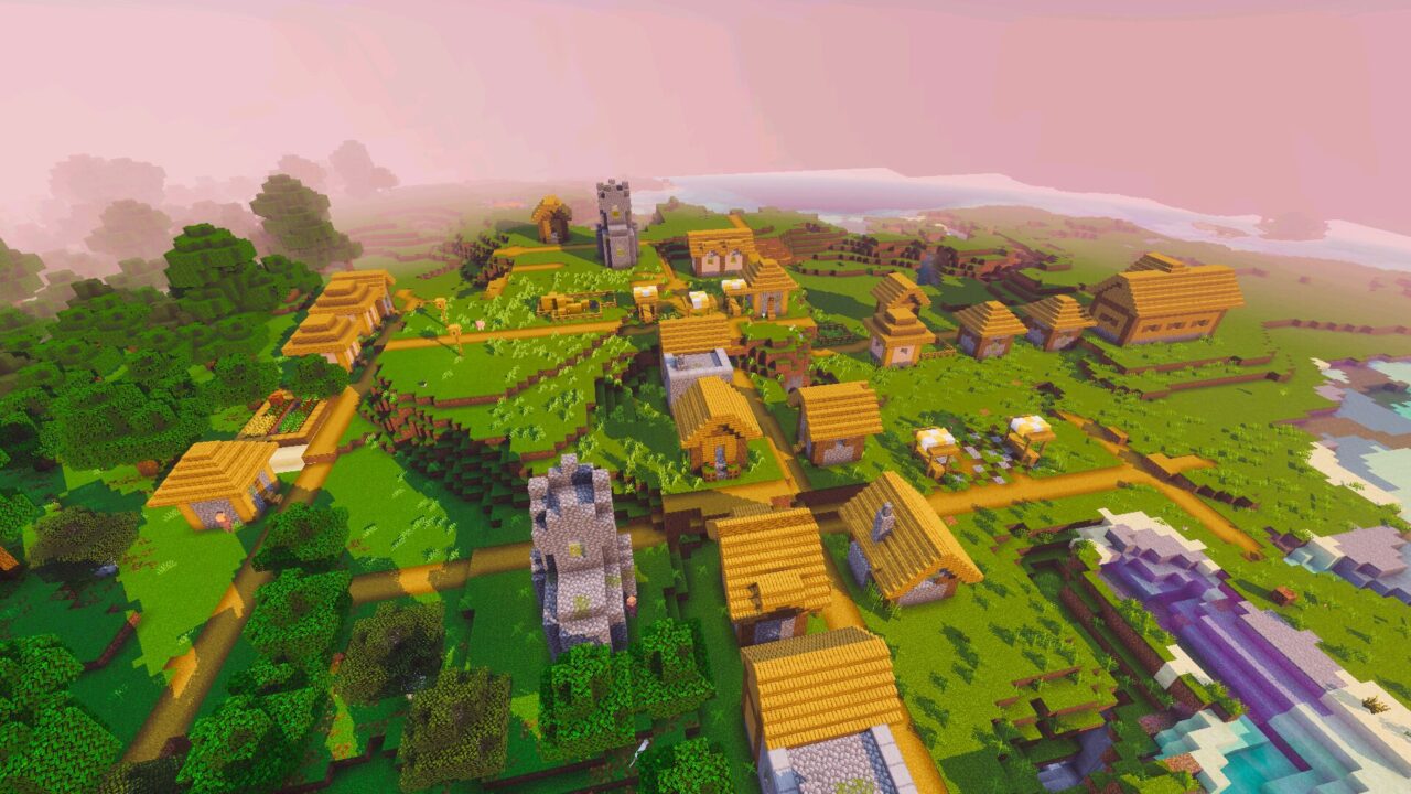 Village from Arvix Visuals Shader for Minecraft Bedrock