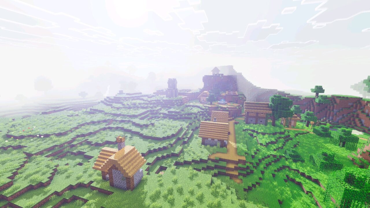 Village from Glacier Visuals Shader for Minecraft Bedrock