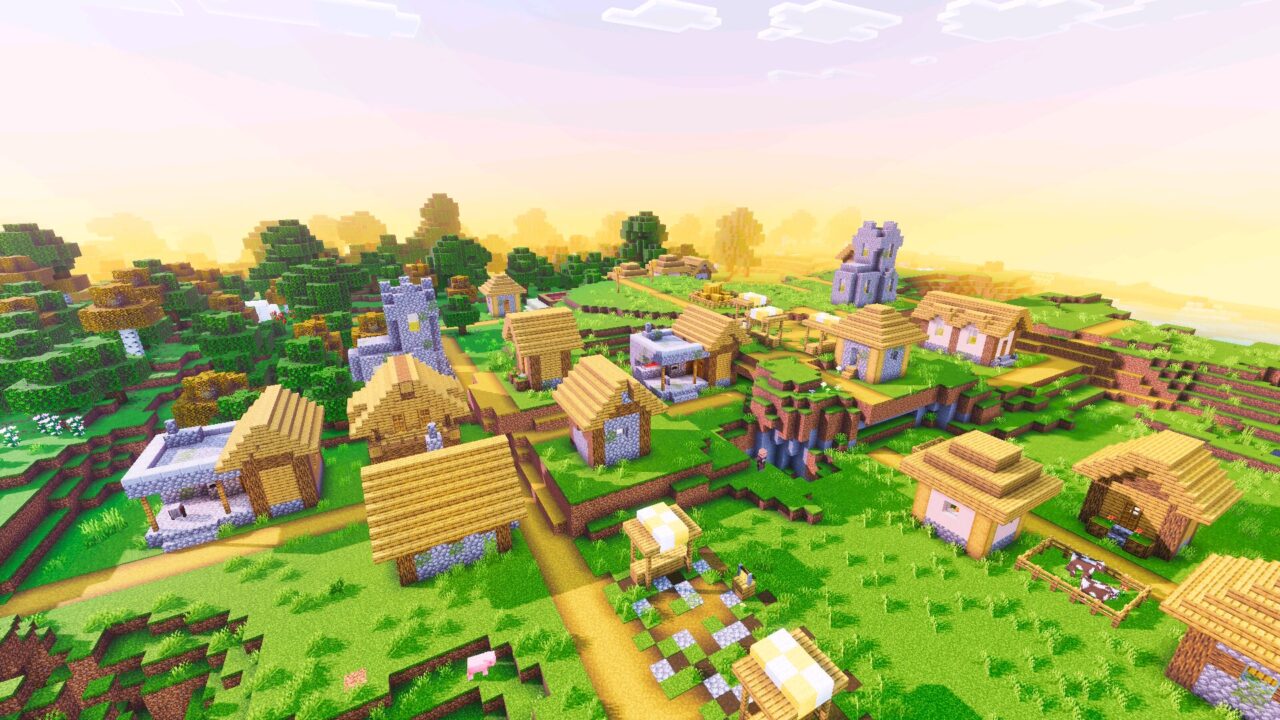 Village from Reze Visuals Shader for Minecraft Bedrock
