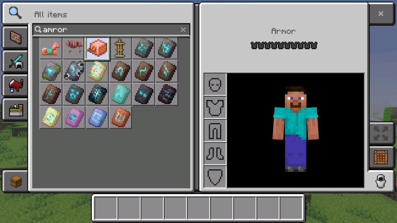 Armor from Better Search Mod for Minecraft Bedrock
