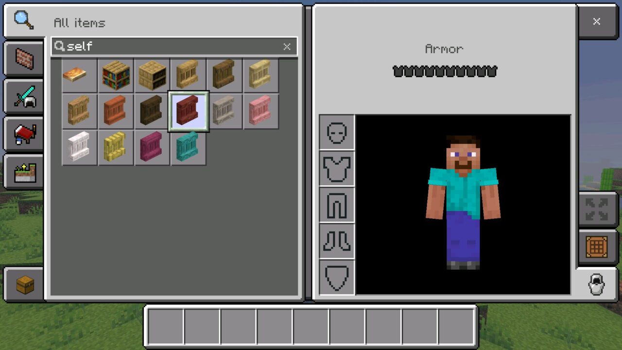 Shelf from Better Search Mod for Minecraft Bedrock