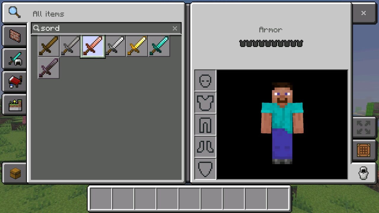 Sword from Better Search Mod for Minecraft Bedrock