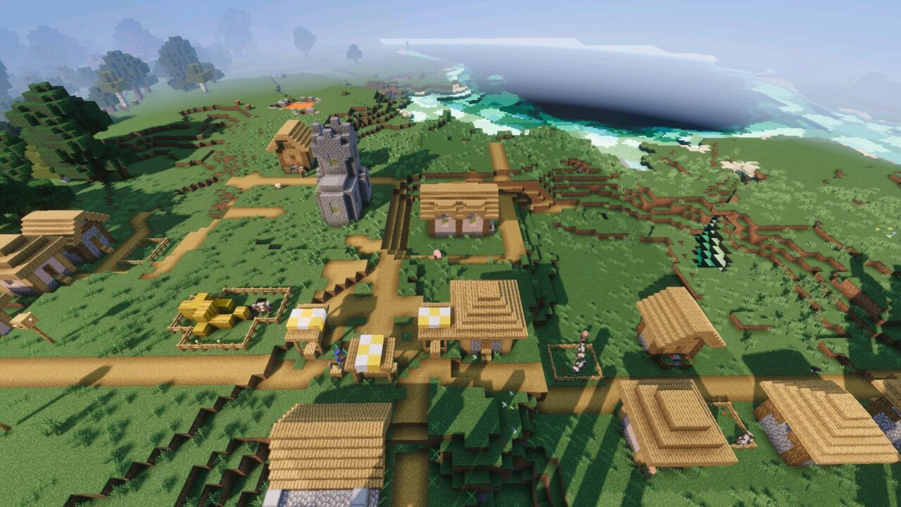 Village from Arce Visuals Shader for Minecraft Bedrock