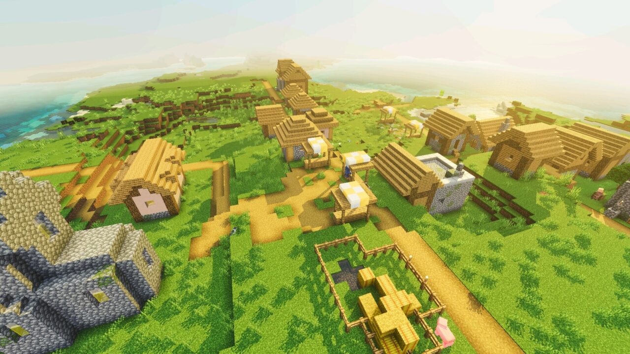 Village from Cozy Toon Shader for Minecraft Bedrock